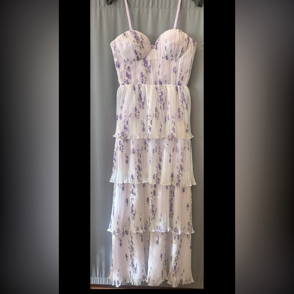 Dress the Population Lavender Floral Strapless Maxi Dress - Picture 6 of 11